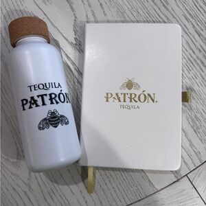 White and Gold Notebook with White Bottle Set